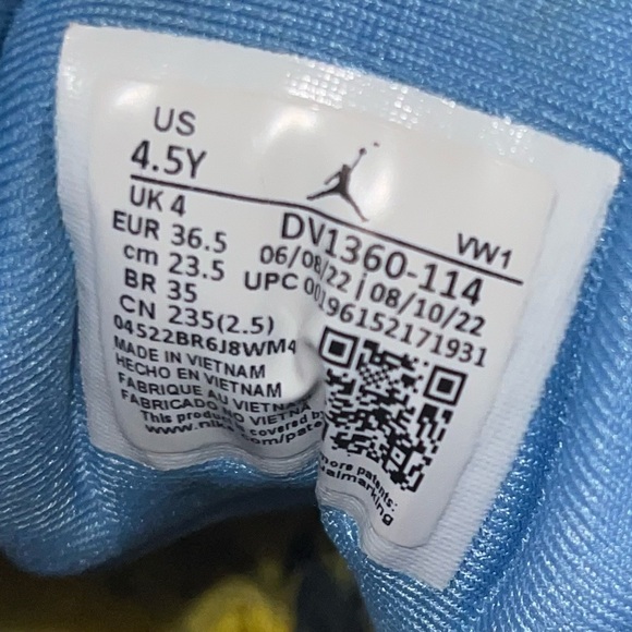 CLEAN Air Jordan Dub Zero UNC Blue size 6 Womens Retro shoes - Picture 6 of 7